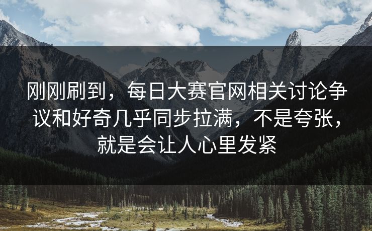 刚刚刷到，每日大赛官网相关讨论争议和好奇几乎同步拉满，不是夸张，就是会让人心里发紧